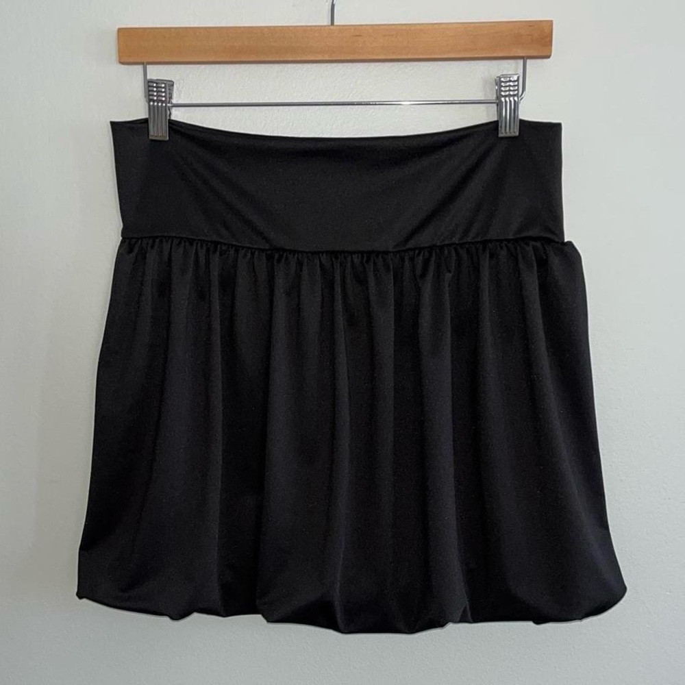 21 Saints Black Smocked Bubble Mini Skirt